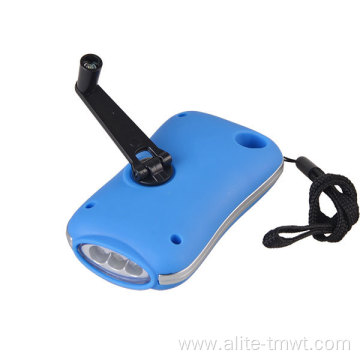 Plastic Flat Hand Crank Dynamo Torch Light